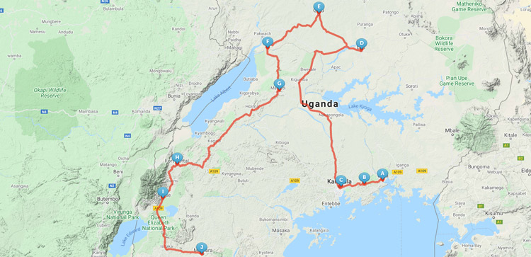 Meander Uganda map